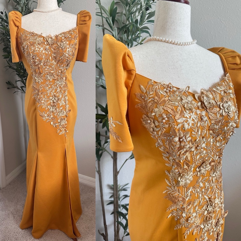 Gold FILIPINIANA TERNO GOWN
